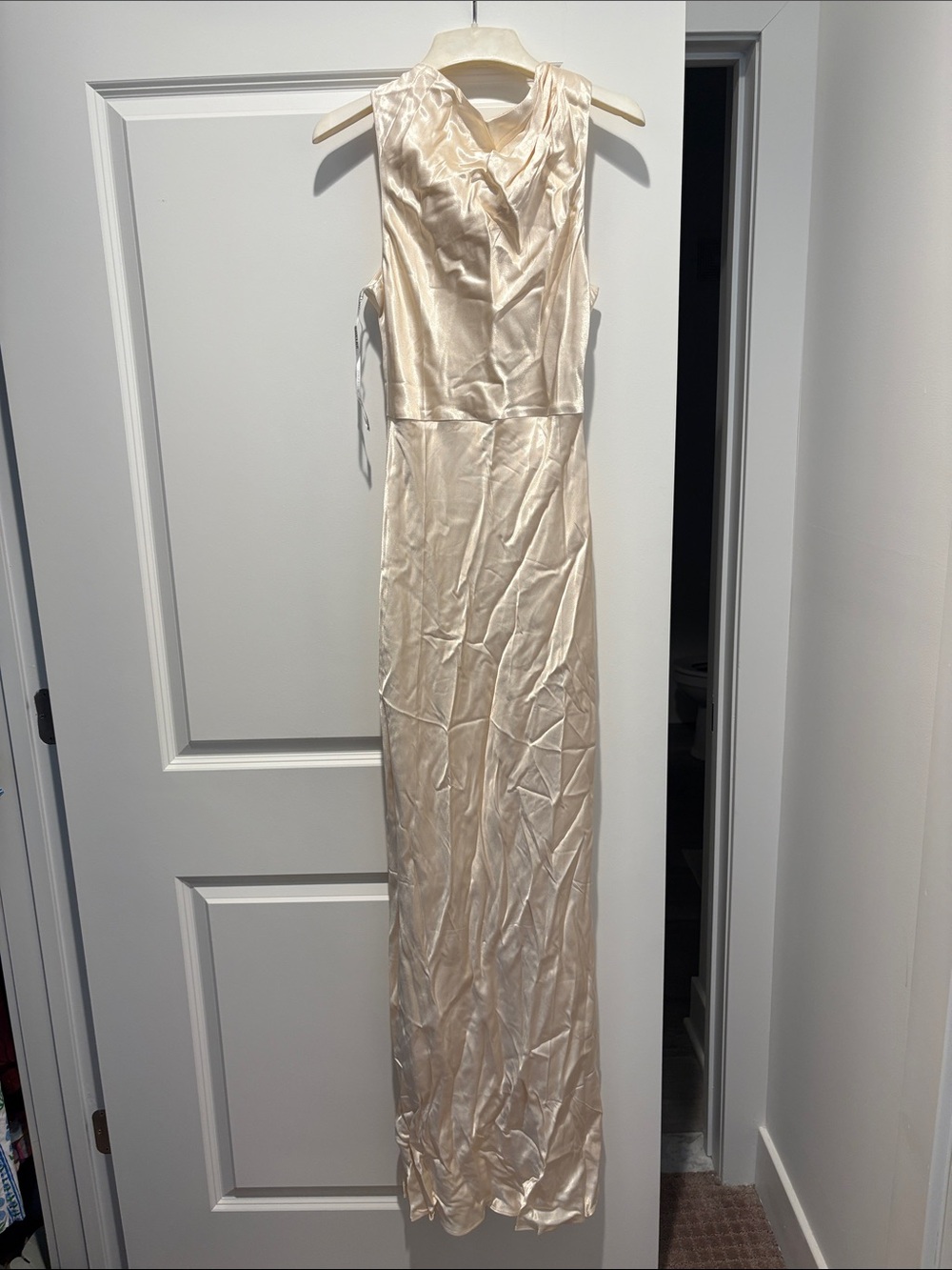 Shona Joy Cream Satin Maxi Dress